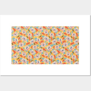Fun color floral surface pattern Posters and Art